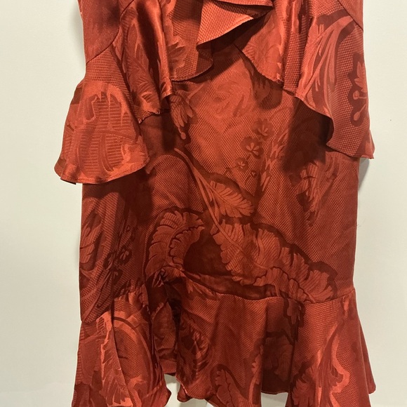 AFRM Rust Ruffle Silk Mini Dress - Picture 8 of 10